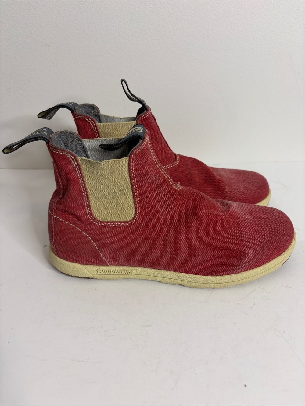 Blundstone Boots AU 4 US 7 Womens Red Canvas Chelsea 1420 Comfy Travel Summer